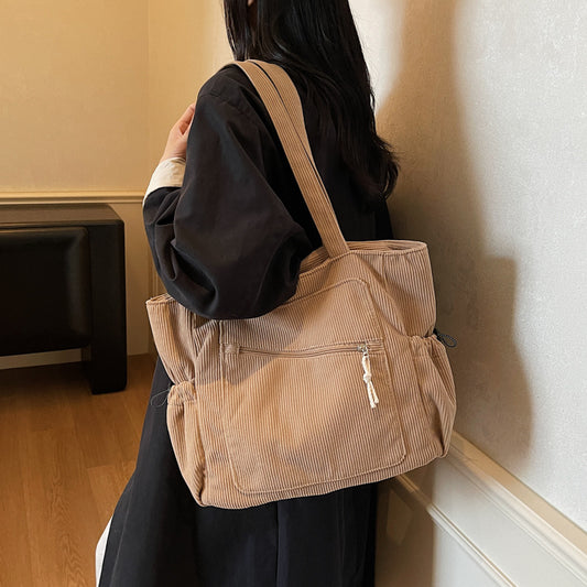 Womens Casual Corduroy Tote Bag Versatile And Easy To Style