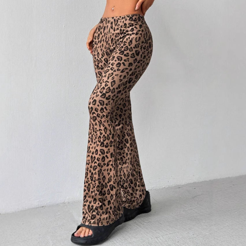 Fashion Personality Slim Fit Leopard Print Flared Pants