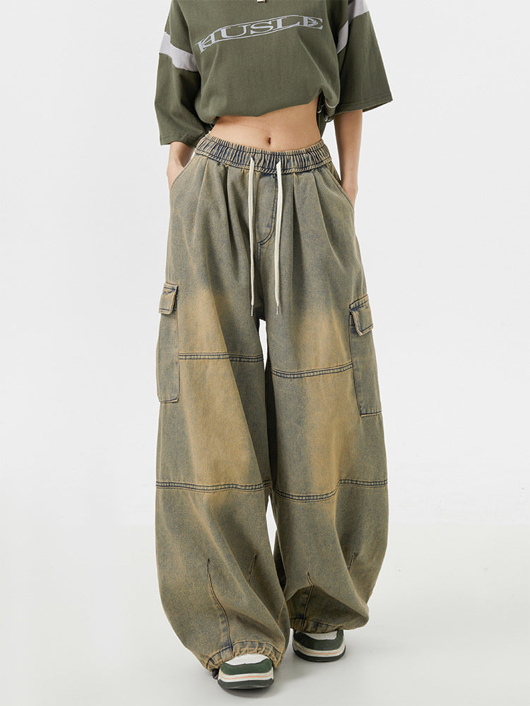 Amerikanske High Street Oversize Løse Multilomme Workwear Casual Bukser til Mænd og Kvinder