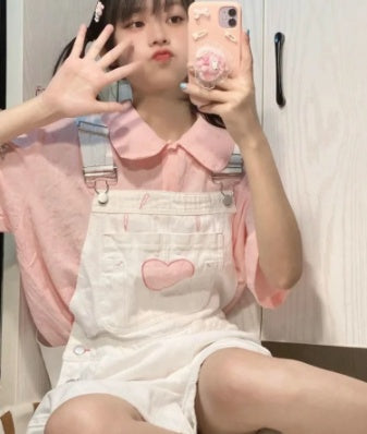 Short-sleeve Shirt Strap Shorts Two-piece Set