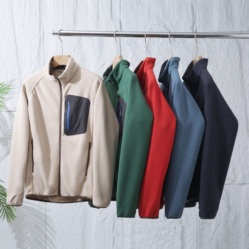 Quick Warm Quick Hot Velvet Men's Stand Collar Polar Fleece Jacket