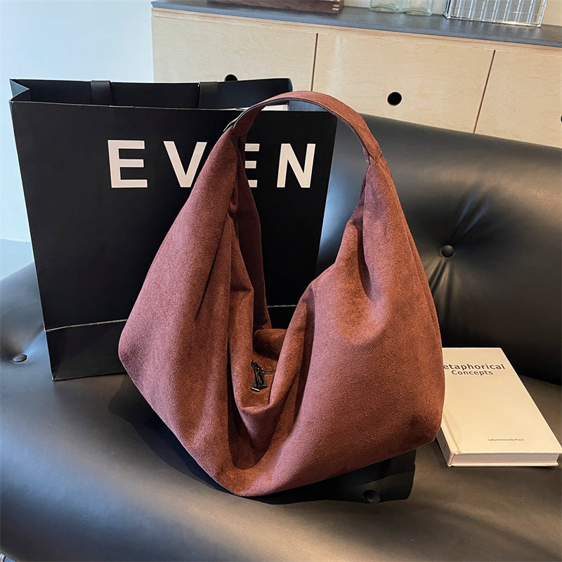 Retro Casual Large Capacity Totes Suede Fabric