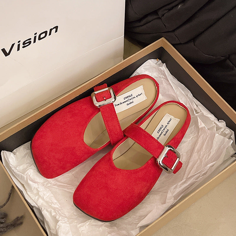 Women's Flat Beautiful Closed Toe Half Slippers