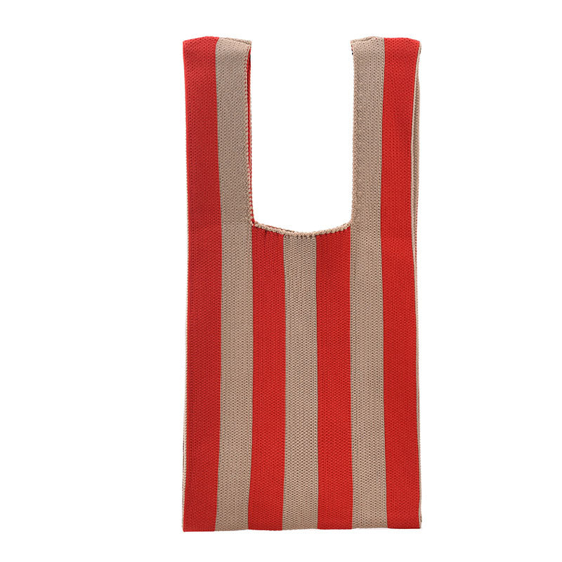 Japanese And Korean Knitted Woven Tote Bag Underarm