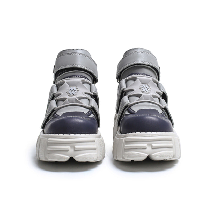Spring And Autumn New Spanish Retro Punk Contrast Color Platform Thick Bottom Shoes