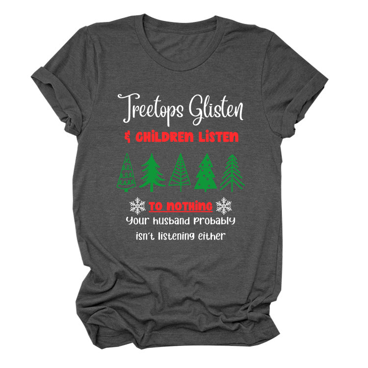 Christmas Print Casual Short Sleeve T-Shirt