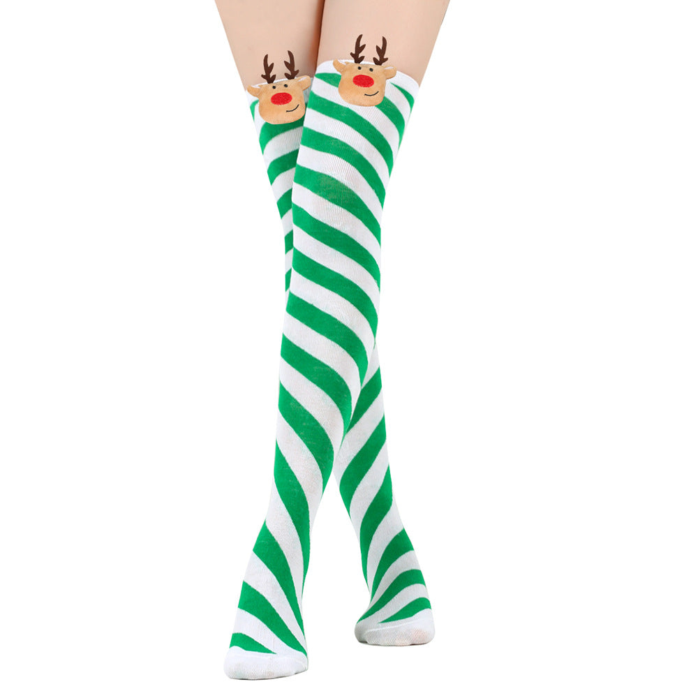 Bow Christmas Stockings Over The Knee Decorative High Tube