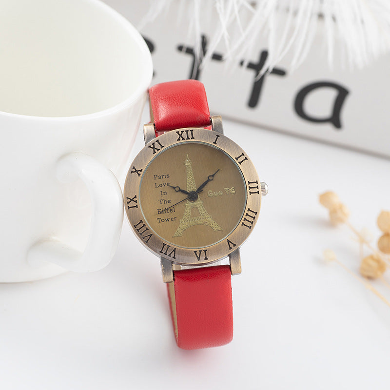 Scale Roman student leather versatile watch