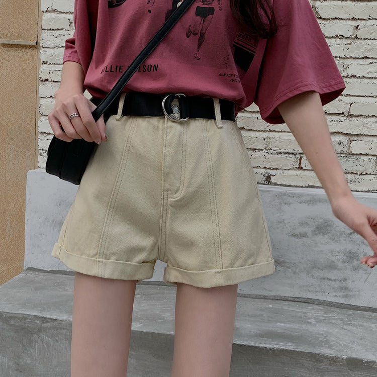Loose curled retro wide-leg pants