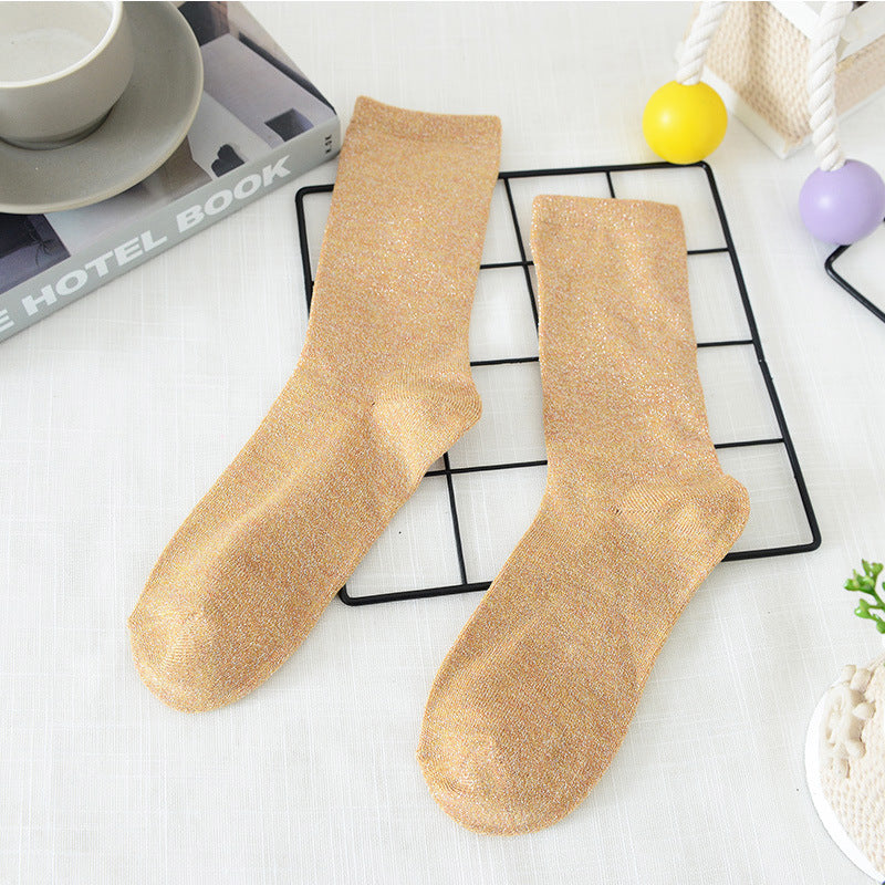 Women's Solid Color Thin Breathable Japanese Lurex Socks
