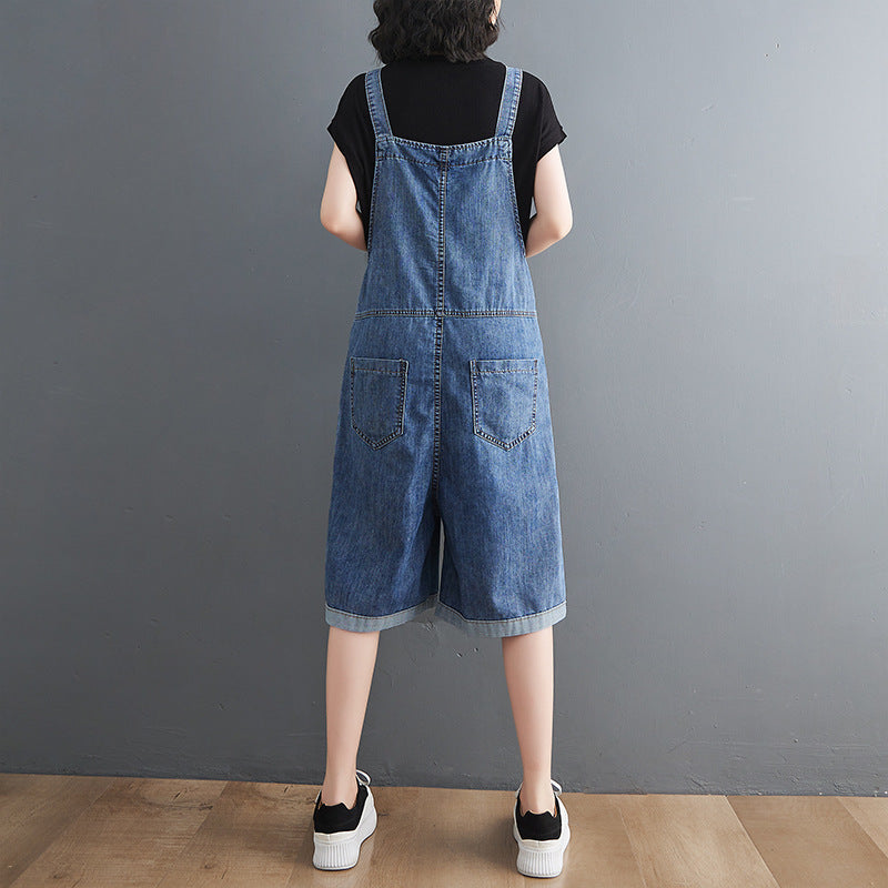 Dame Tynde Mode Casual Denim Overalls Shorts