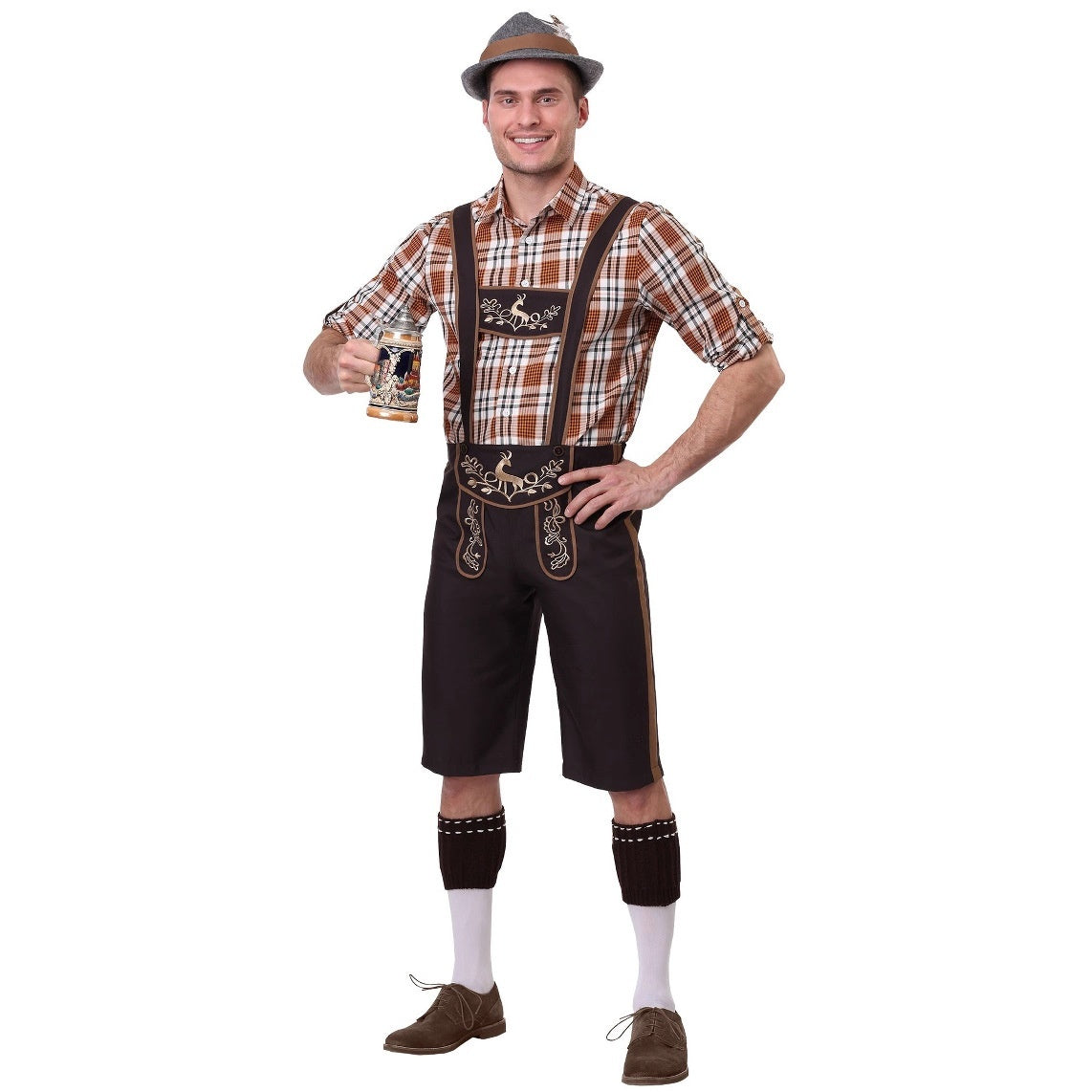 Germany Munich Beer Festival Clothing Plaid Overalls Suit