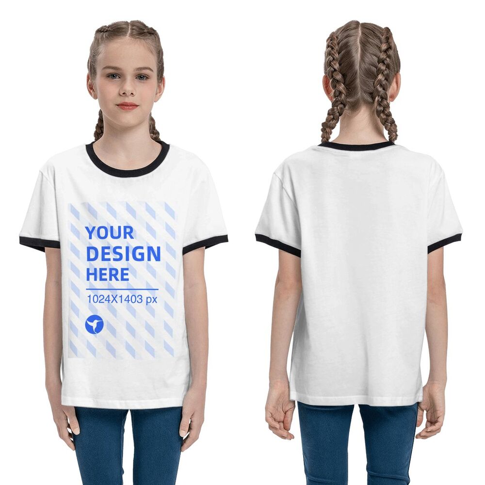 Løs T-shirt med kontrast og korte ærmer til unge