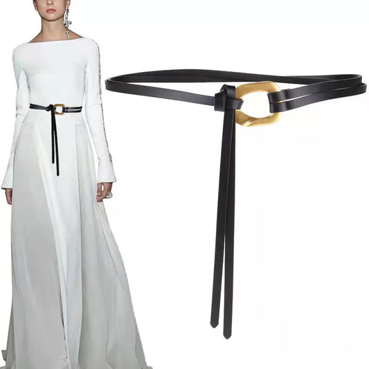 Fashionable And Novel Women's Knot Buckle Thin Belt