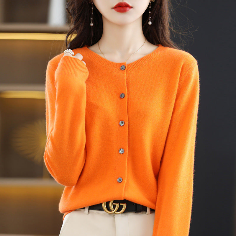 New Womens Short Long-sleeved Knitted Cardigan Sweater