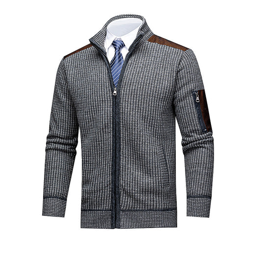Turtleneck Knitted Cardigan With Fleece Lining For Extra Warmth