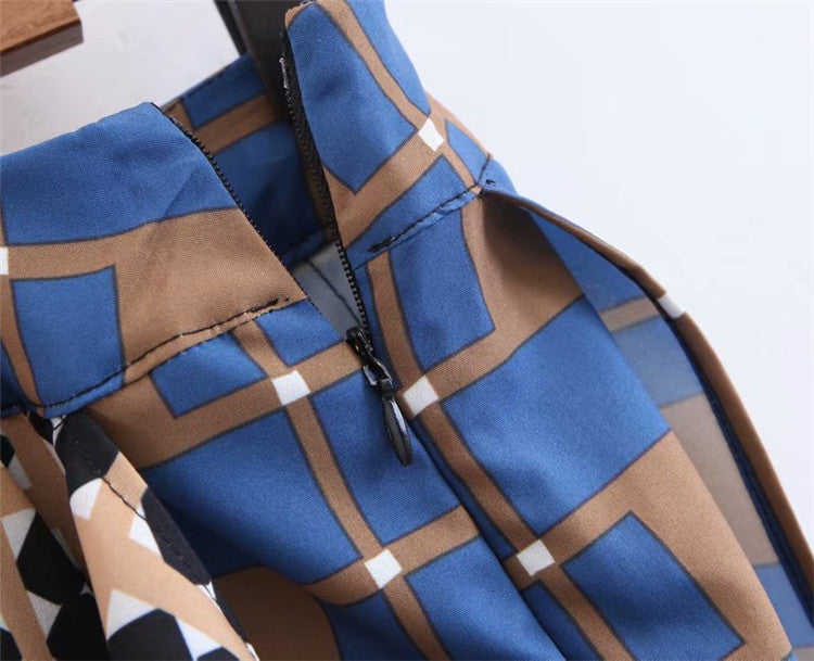 Patchwork wrap printed casual pants