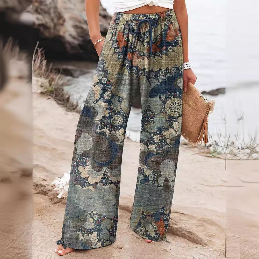 Ethnic Pattern Floral Print Casual Jumpsuit