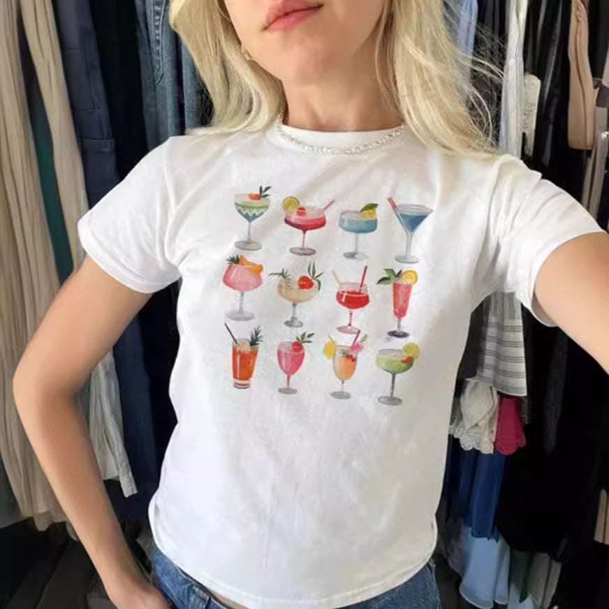 INS personlighed street bogstavtryk kort mavelamelig kortærmet T-shirt
