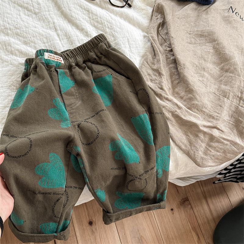 Children's Washed Cotton Casual Pants