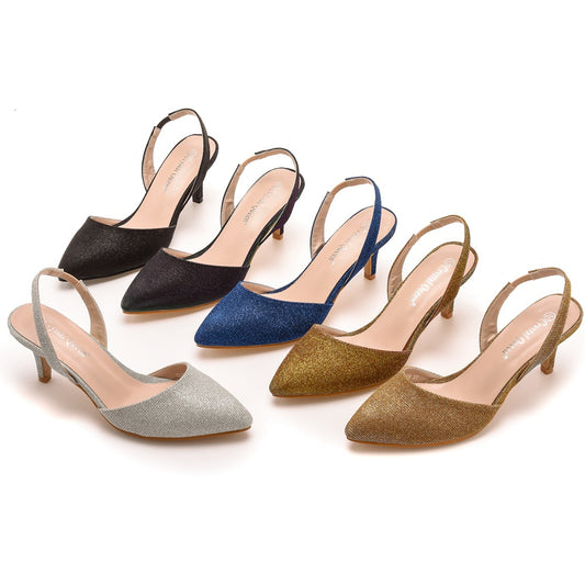 Low-cut Pointed-toe Color-changing Cloth Plus Size Sandals  6cm