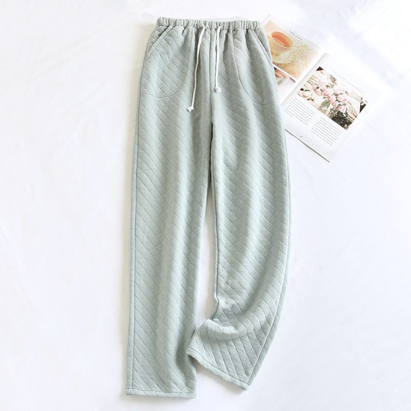 Cotton Air Layer Couple's Thickening Trousers With Side Pockets