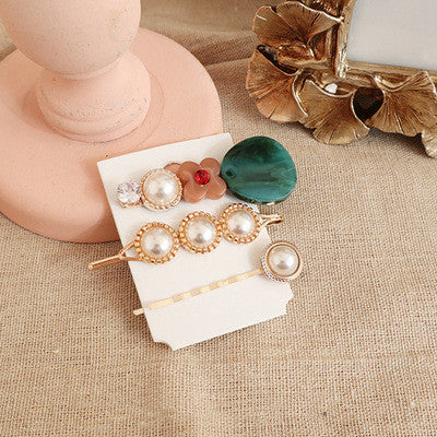 Vintage sweet pearl acetate bangs hairpin