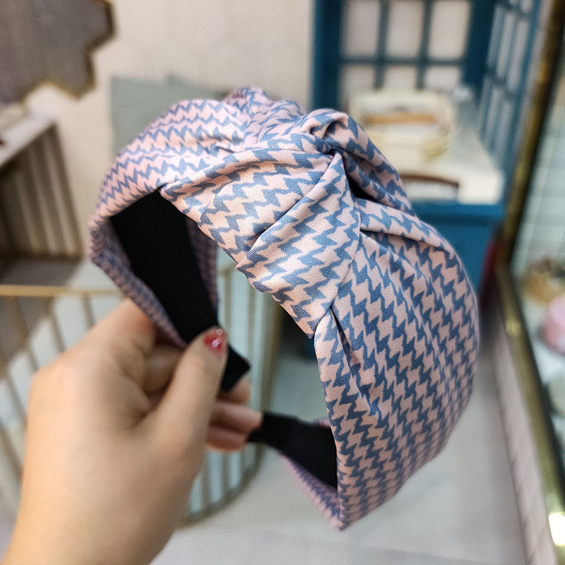 Vintage Houndstooth Print Hairpin Headband