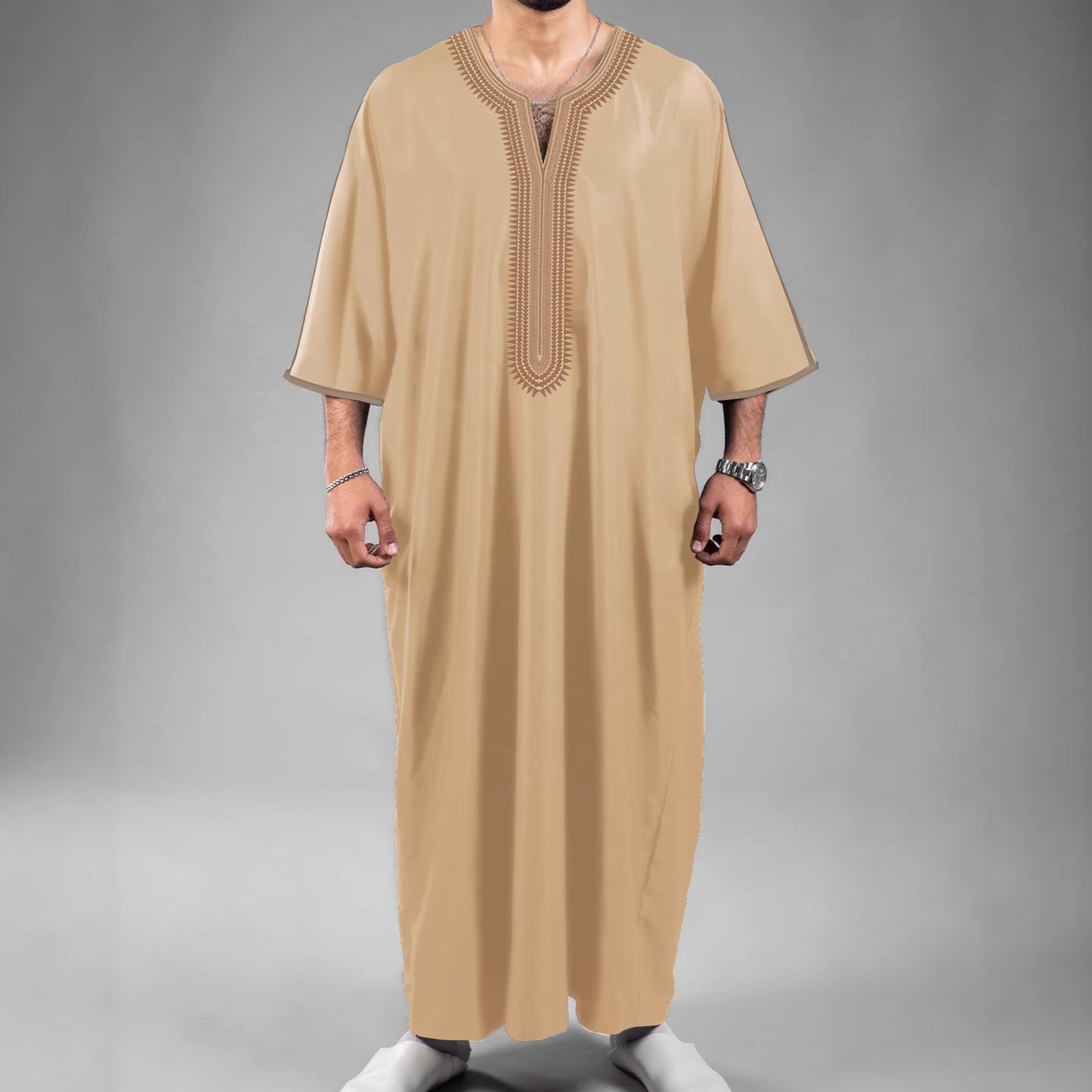 Digital-Print Ethnic Moroccan Mens Robe  3D