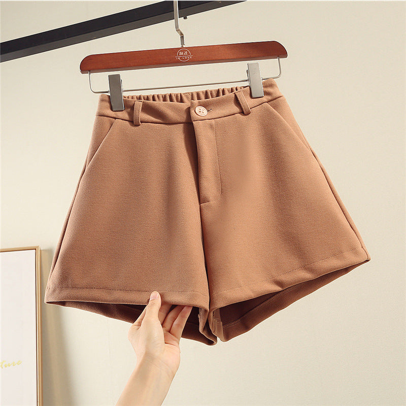 High waist woolen shorts