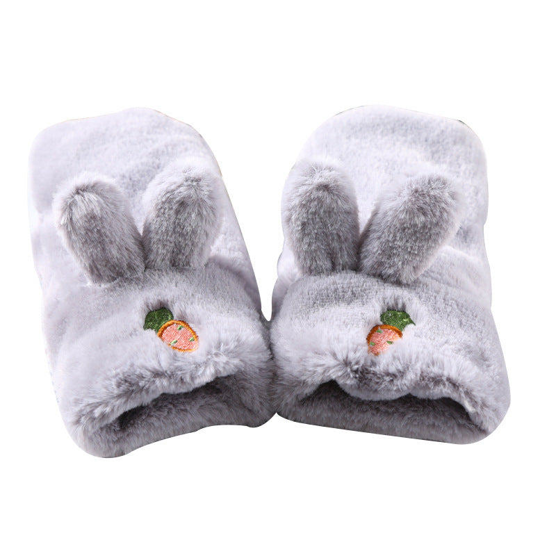 Gloves autumn and winter female cute Japanese fingerless half finger plush