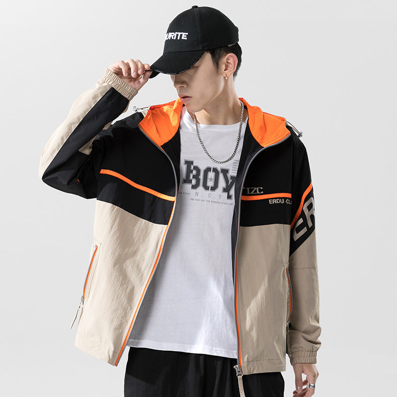 Urban Men's Casual Sports Suit Trendy Color Matching Suit