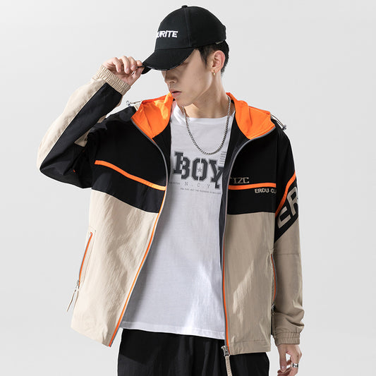 Urban Men's Casual Sports Suit Trendy Color Matching Suit