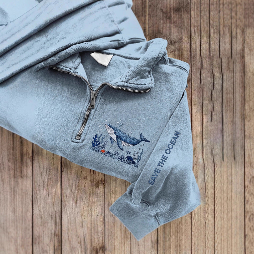Lapel Half-zip Long-sleeve Casual Hoodie
