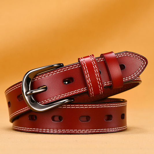 Women's Fine Needle Buckle Versatile Leather Korean Belt