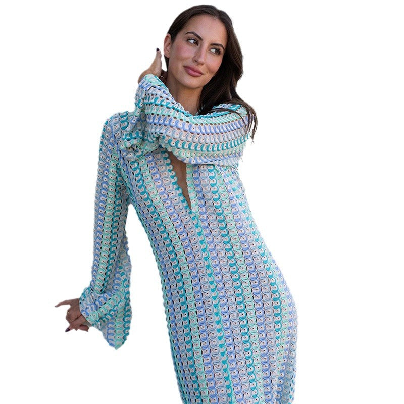 Lace Beach Dress V-neck Hollowed-out Slit Jumpsuit Design