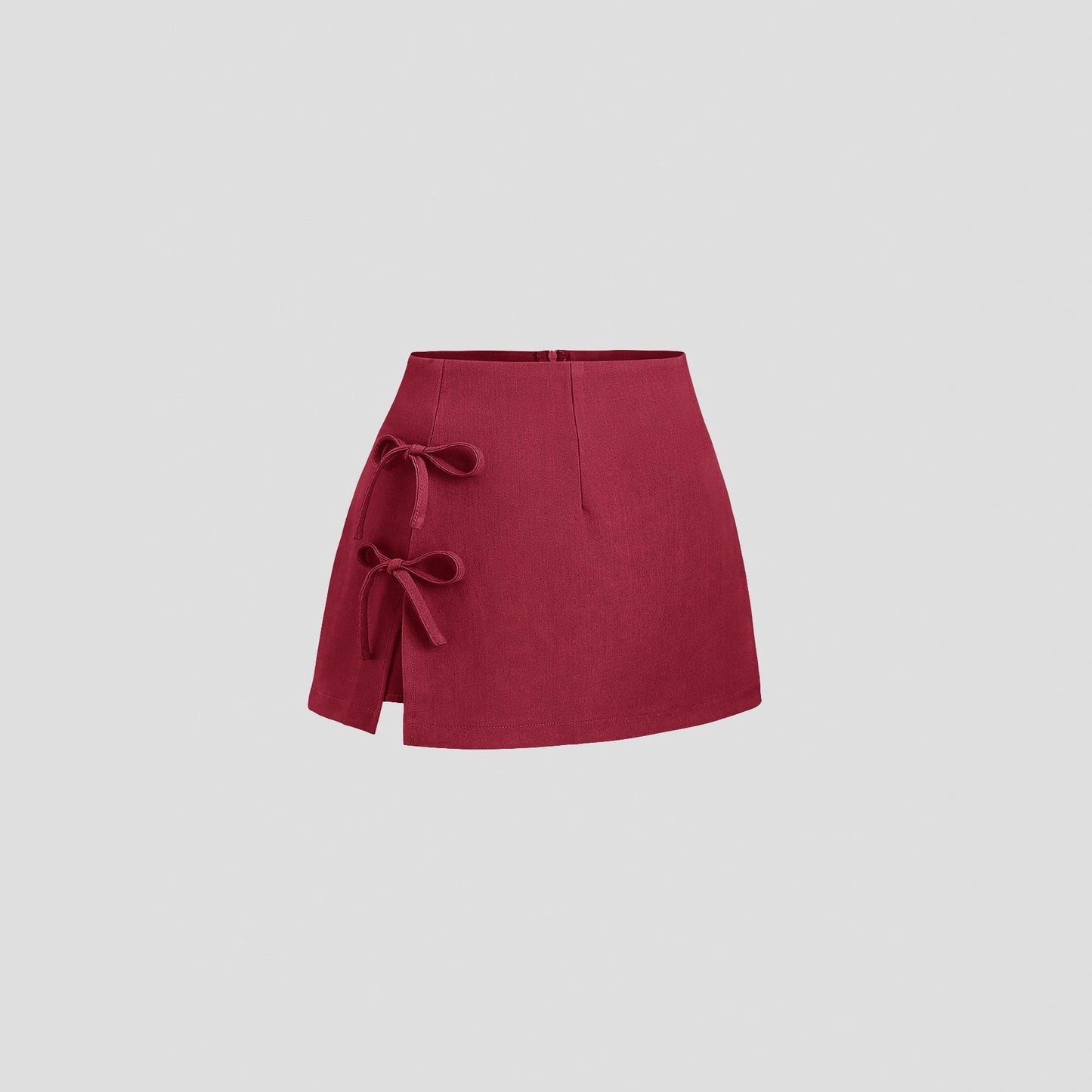 Bow-tied Sexy Slit A-line Mini Skirt