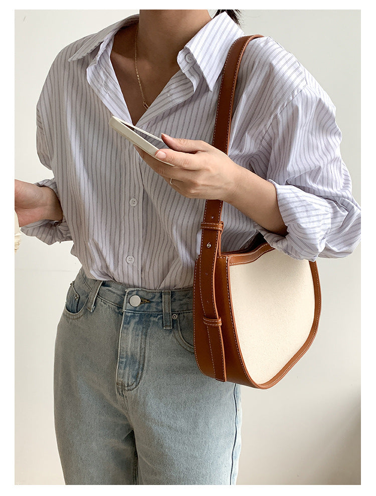 Canvas Versatile Bucket Underarm Shoulder Bag