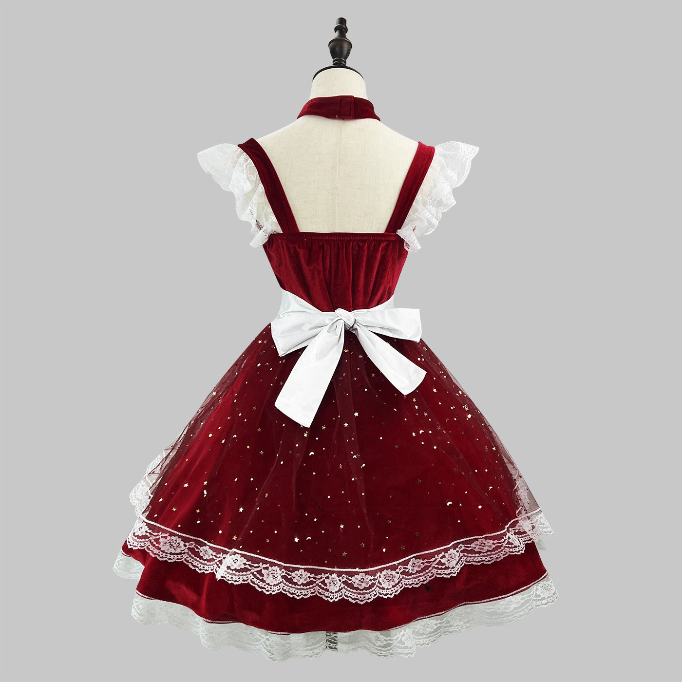 Princess Christmas Outfit In Burgundy Maid Costume Perfect For Influencers And Live-Stream Performances
