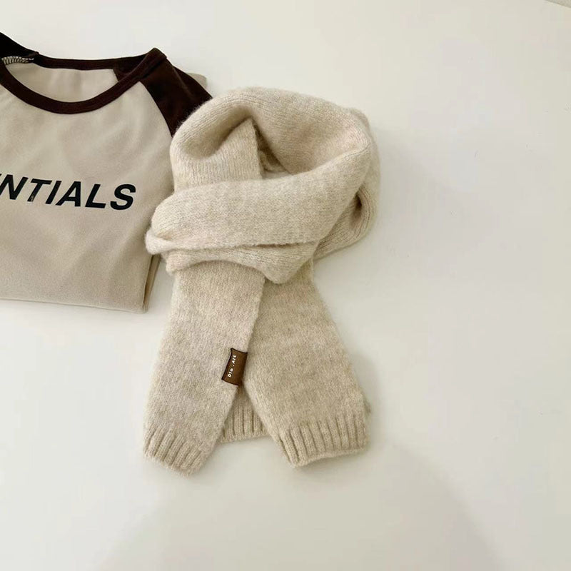 Children's Scarf Autumn And Winter Artificial Cashmere Clip Flower Solid Color