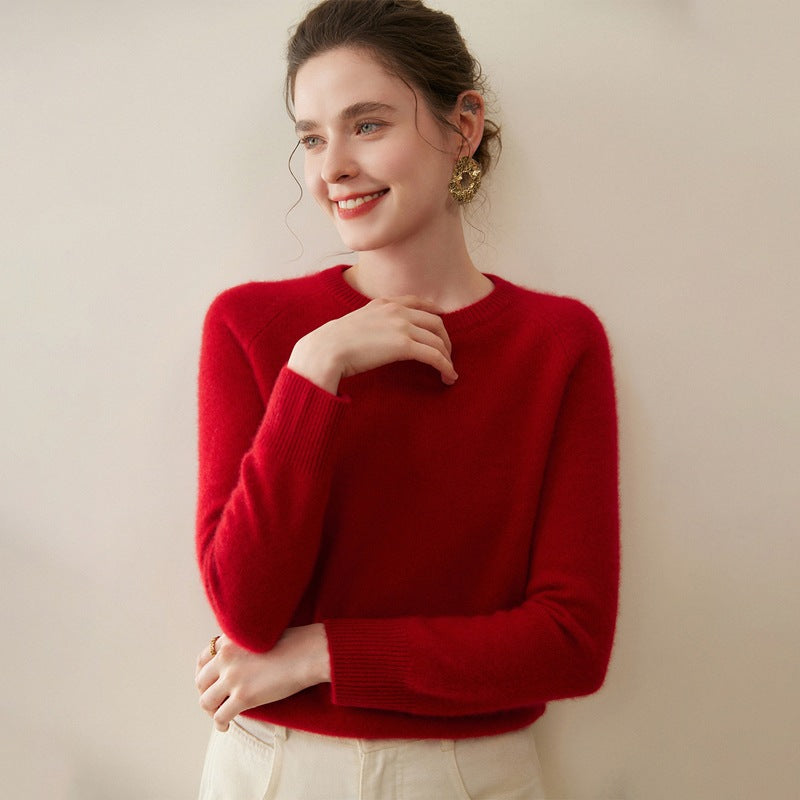 Pure Cashmere Shirt Women's Crew Neck Pullover Sweater
