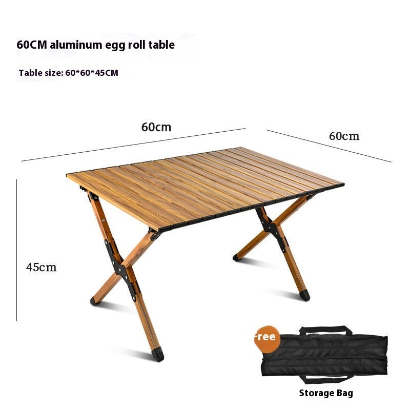 Aluminum Alloy Outdoor Foldable Egg Roll Table Portable Camping Picnic Chair