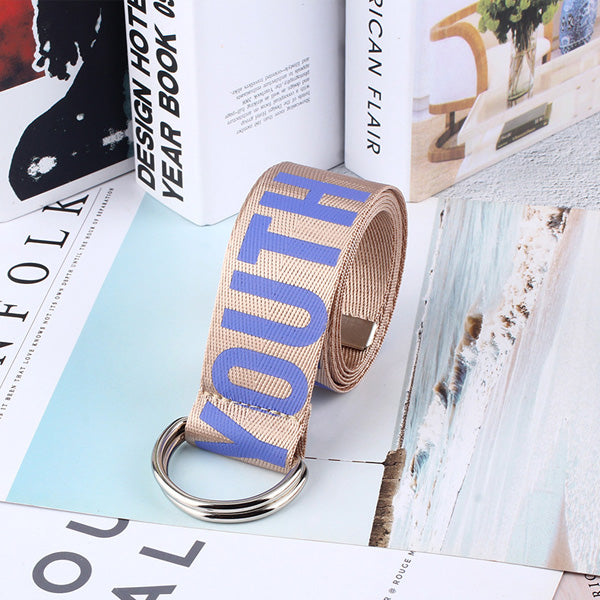 Women's alphabet canvas belt