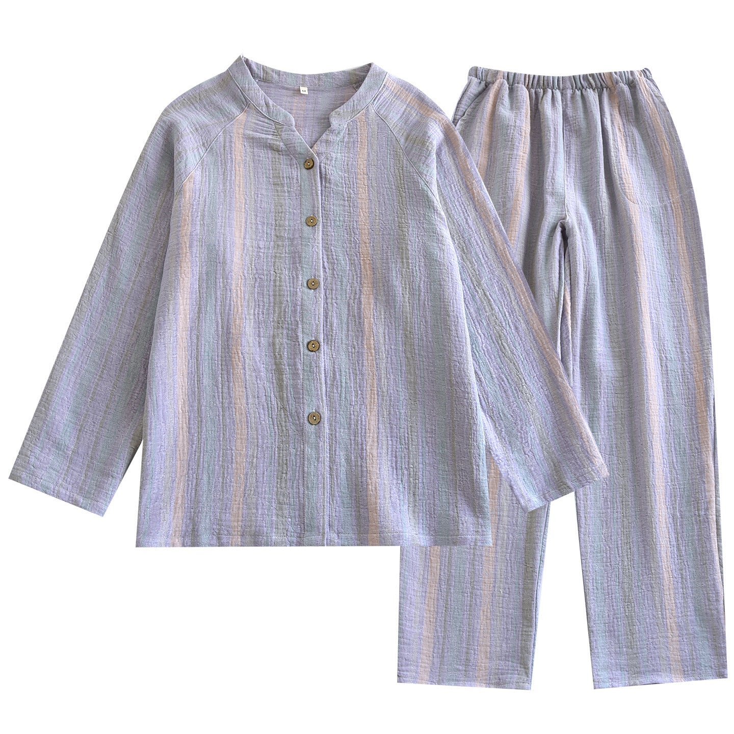 Women's V-neck Cotton Double-layer Crepe Pajamas Suit