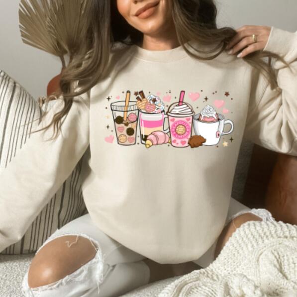 New Printed Sweater Loose Casual Korean Style Loose Crew Neck Top