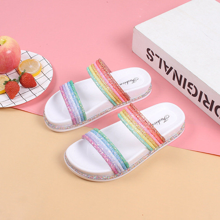 Rainbow sequin slippers
