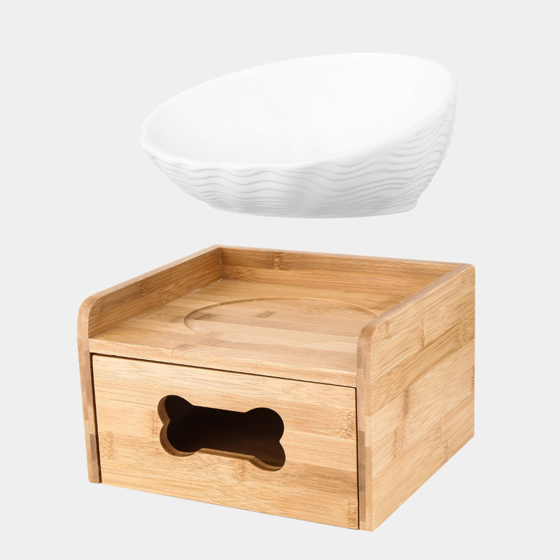 Ceramic neck cat bowl with oblique mouth