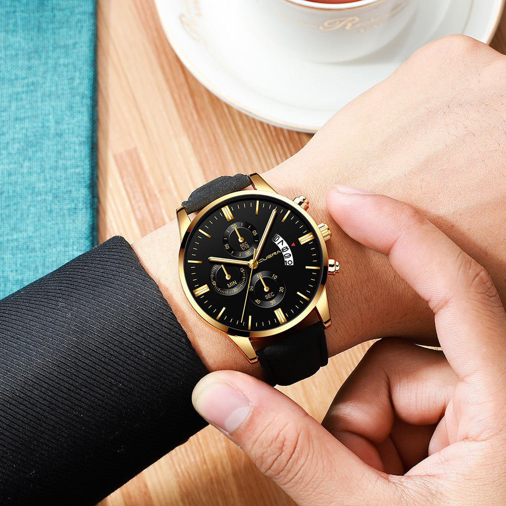Men's Business Watch Three-eye six-point scale with calendar watch