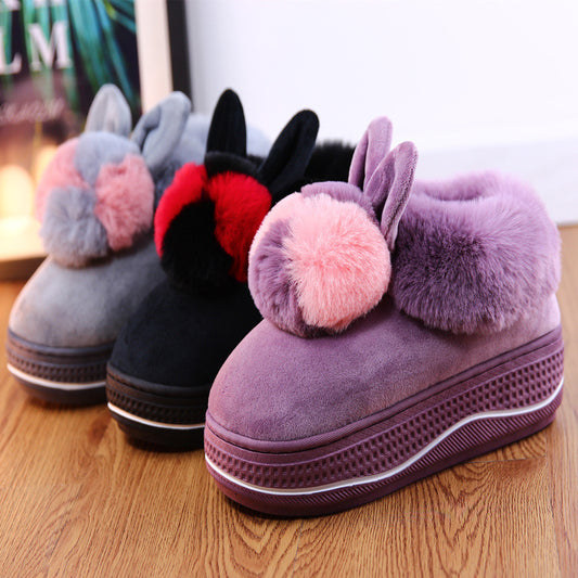 Thick-soled bag with high-heeled warm non-slip cotton slippers