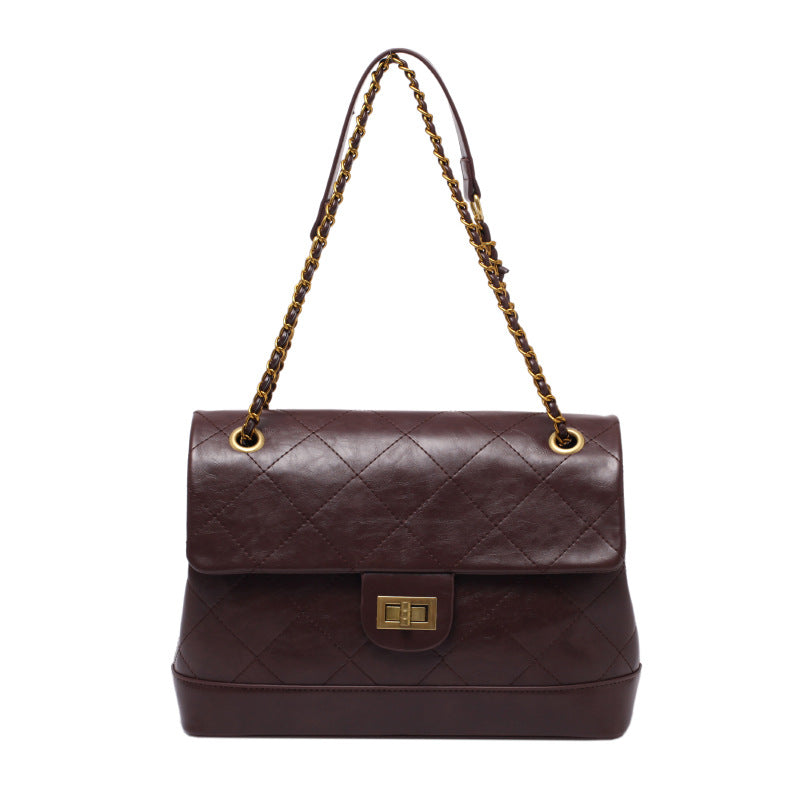 Winter Rhombus Personalized Stitching Shoulder Bag
